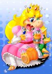 1girl blonde_hair blue_eyes bowser claws crown edmol female mario_(series) nintendo princess_peach shell solo super_mario_bros. transformation