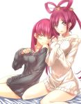  2girls brown_eyes hair kyougoku_touya magi:_the_labyrinth_of_magic morgiana multiple_girls naked_sweater red_hair ren_kougyoku sweater 