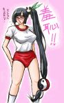 arc_system_works black_hair blazblue blazblue:_calamity_trigger blush female glasses gym_uniform kay85 lao_jiu litchi_faye_ling long_hair panda pink_eyes ponytail red_eyes solo uniform very_long_hair