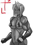 animal_ears breasts dark_skin female gloves heterochromia muscle white_hair zangi