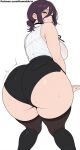  ai_generated ass_focus back_view backboob bare_thighs big_ass black_hair chainsaw_man fat_ass gigantic_ass gigantic_breasts green_eyes hair_bun huge_breasts huge_thighs kawaiiarts light-skinned_female light_skin looking_back massive_ass massive_breasts reze_(chainsaw_man) short_shorts solo_female squatting stockings sweat sweatdrop thick_body thick_female thick_thighs thighs voluptuous voluptuous_female 