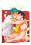  2boys age_difference blush diamond_in_unbreakable jojo&#039;s_bizarre_adventure josuke_higashikata kissing lifted_by_another male male/male male_only rohan_kishibe twink yaoi yaoi younger_male 