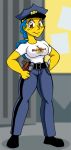 breasts chadrocco happy hips looking_at_viewer marge_simpson pants the_simpsons wide_hips yellow_skin