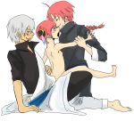  1girl 2boys age_difference double_penetration gintama kagura kamui mr._silver rape size_difference 