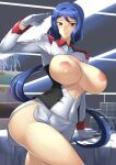  1girl big_breasts blue_hair curvaceous curvy gundam_build_fighters haganef huge_breasts human iori_rinko long_hair looking_at_viewer mature mature_female mature_woman milf rinko_iori salute saluting 