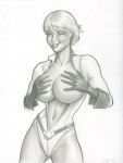 big_breasts breasts cover_up dc_comics fred_sadek horny lipstick power_girl wink