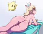 1girl ass black-rayal blonde_hair blue_eyes curvy dat_ass hips laying_down looking_back luma lying nintendo nude on_side princess_rosalina pussy super_mario_bros. super_mario_galaxy super_smash_bros. thick thick_thighs