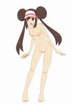 1girl barefoot blue_eyes blush breasts double_bun happy highres hydrangia long_hair mei mei_(pokemon) nipples nude open_mouth pokemon pokemon_(game) pokemon_bw2 pussy twintails uncensored