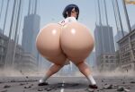1girl 3d ai_generated ass assquake big_ass breasts city_destruction debris destruction earthquake falling_debris fundoshi fundoshilover101 giantess huge_ass original original_character tabi_socks twerking