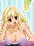  1girl bad_id big_breasts blonde_hair breast_rest breasts brown_eyes cleavage edamame_(artist) edamame_yasan inko large_breasts long_hair milf smile solo_focus strap_slip takasu_yasuko toradora! 