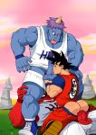 anal bara cum dragon_ball dragon_ball_z gay goku goz male mez miotoko oral partially_clothed son_goku threesome yaoi