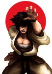  1girl black_hair breasts capcom cleavage dcwj dougi fighting_stance flag hair_over_one_eye makoto makoto_(street_fighter) short_hair solo street_fighter street_fighter_iii street_fighter_iii:_3rd_strike 