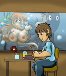 1boy 1girl alex_(minecraft) fanart female male minecraft mojang nsfw nude size11shaolins squid steve_(minecraft) underwater