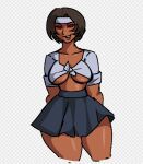 1girl big_ass big_breasts big_legs brown_hair dark-skinned_female kusanagi_(kof) m.u.g.e.n milf red_eyes rule_63