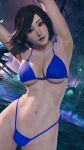 1girl alluring asuka_kazama bent_over big_breasts bikini brown_eyes brown_hair cleavage descent_into_subconciousness_(stage) envy15re2lm female_only kazama_asuka mod namco stretching tekken tekken_8 thick_thighs working_out