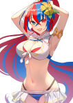 1girl 1girl alear_(female)_(fire_emblem) alear_(female)_(seaside_dragon)_(fire_emblem) alear_(fire_emblem) alternate_costume alternate_hairstyle bikini bikini_bottom bikini_top blue_and_red_hair blue_bikini blue_swimsuit breasts female_only fire_emblem fire_emblem_engage fire_emblem_heroes heterochromia nintendo official_alternate_costume official_alternate_hairstyle open_mouth parupome red_bikini red_swimsuit swimsuit white_bikini white_swimsuit