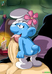  anus ass bbmbbf human licking_penis looking_at_viewer male/male palcomix pants_pull rear_deliveries the_smurfs vanity_smurf yaoi yaoi 