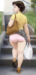  ass bag handbag light_skin looking_back milf munio_world omorashi panties purse skirt skirt_lift stairs underwear urine wet_panties 