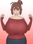 bra_strap brown_eyes clothed_female clothing erohoney huge_breasts jude_(stuck_at_home) looking_down stuck_at_home variant wet_clothes