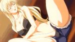 1girl animated animated_gif big_breasts blonde_hair bra breasts closed_eyes female female_solo fingering gif hair hand_in_panties kansen kansen_3:_shuto_houka kansen_3:_shuto_houkai large_breasts lingerie long_hair lowres masturbation navel panties shorts sitting solo spread_legs underwear