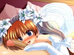  big_breasts blush breasts bridal_veil bride brown_hair closed_eyes cum cum_inside esuesu flower gloves long_hair mahou_shoujo_lyrical_nanoha mahou_shoujo_lyrical_nanoha_strikers nipples penis sex takamachi_nanoha vaginal veil wedding_dress 