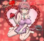 1girl alluring amber_eyes apron_only archlord_haku bare_legs big_breasts chocolate chocolate_on_apron chocolate_on_breasts chocolate_on_legs core_crystal glimmer_(xenoblade) holding_chocolates nintendo red_hair valentine's_day xenoblade_(series) xenoblade_chronicles_3:_future_redeemed