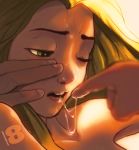 1girl blonde_hair disney female girl green_eyes hands rapunzel saliva solo_focus storefront8 tangled wink