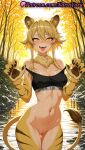 1girl 1girl 1girls 2025 ai ai_assisted ai_generated akame_ga_kill! animal_ear_fluff animal_ears animal_hands anime anime_style ass_visible_through_thighs bangs bare_shoulders big_breasts black_sports_bra blonde_hair blush bottomless bra breasts bust cat_ears claws cleavage cleft_of_venus covered_nipples cowboy_shot eyeshadow fangs female_focus female_only forest fur_collar furry gloves hair_between_eyes hands_up hentai high_quality high_res high_res high_resolution labia leone_(akame_ga_kill!) lion_ears lion_girl lion_tail looking_at_viewer makeup medium_breasts natsuyoru nature navel neck_fur non-asian onsen open_mouth outside patreon pond pussy pussy rock short_hair short_hair_with_long_locks sidelocks smile solo_female sports_bra stable_diffusion stomach tail teeth thigh_gap tiger_ears tiger_girl tiger_tail tongue tongue_out tree uncensored underwear upper_teeth_only voluptuous voluptuous_female wading water yellow_eyes yellow_fur