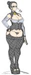 1girl big_breasts black_panties breasts cleavage cleavage_cutout corset curvy detached_sleeves fishnets friendship_is_magic full_body garter_straps glasses grey_eyes grey_hair hair_bun hand_on_hip high_res highres humanized large_breasts lowleg lowleg_panties maniacpaint milf my_little_pony my_little_pony_friendship_is_magic panties platform_footwear platform_heels semi-rimless_glasses solo stockings sue_pie thick_thighs thighhighs thighs under-rim_glasses underwear wide_hips