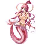 big_breasts blue_eyes breasts cleavage earrings long_hair mermaid monster_girl one_piece pink_hair shirahoshi solo tears tenjoutsuki