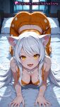 1girl 1girl 1girls 2025 ai ai_assisted ai_generated all_fours animal_ear_fluff animal_ears animal_print anime anime_style ass bakemonogatari bangs bare_shoulders bed big_breasts big_breasts black_hanekawa blush bra breasts bust cat_ears cat_girl cat_print cleavage collarbone downblouse fangs female_focus female_only full_moon hanekawa_tsubasa hanging_breasts hentai high_quality high_res high_res high_resolution indoors juicy_butt long_hair long_nails looking_at_viewer medium_breasts monogatari_(series) moon nail_polish natsuyoru night on_all_fours on_bed open_mouth orange_nails orange_pants pajamas pants patreon pillow silver_hair slit_pupils smile solo_female stable_diffusion teeth very_long_hair voluptuous voluptuous_female white_hair window yellow_eyes