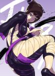  alternate_costume ashiomi_masato ass breasts brown_hair capcom cleavage drill_hair juri_han no_socks purple_eyes short_hair solo street_fighter super_street_fighter_iv twin_drills yin_yang 