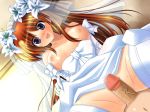 big_breasts blush breasts bridal_veil bride brown_hair closed_eyes cum cum_inside esuesu flower gloves long_hair mahou_shoujo_lyrical_nanoha mahou_shoujo_lyrical_nanoha_strikers nipples penis sex takamachi_nanoha vaginal veil wedding_dress