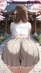 1girl 1girl 1girls 2025 ai ai_assisted ai_generated all_fours anime anime_style architecture asian ass ass ass_focus back bent_over brown_hair brown_skirt cameltoe cherry_blossoms day east_asian east_asian_architecture facing_away female_focus female_only female_solo flower from_behind grey_skirt hair_ornament hairclip hairpin hentai high_quality high_res high_res high_resolution huge_ass iino_miko japanese juicy_butt kaguya-sama_wa_kokurasetai_~tensai-tachi_no_renai_zunousen~ lace lace_trim large_ass long_hair long_sleeves natsuyoru outside pantylines patreon petals pleated_skirt see-through shirt shrine skirt solo_female stable_diffusion thigh_gap thighs tree voluptuous voluptuous_female white_shirt