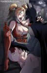 batman batman:_arkham_city batman_(series) blonde_hair dc_comics erect_nipples harley_quinn hentai_united male/female public sex shaved_pussy standing_sex twin_tails vaginal vaginal_penetration