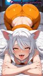 1girl 1girl 1girls 2025 ahegao ai ai_assisted ai_generated all_fours animal_collar animal_ear_fluff animal_ears anime anime_style ass ass ass_focus bakemonogatari bangs bare_shoulders bed belt_collar big_breasts black_hanekawa blush breasts bust cat_ears cat_girl collar crossed_arms downblouse fangs female_focus female_only hair_between_eyes hanekawa_tsubasa hentai high_quality high_res high_res high_resolution indoors juicy_butt long_hair looking_at_viewer looking_up makeup monogatari_(series) moon nail_polish natsuyoru night on_all_fours on_bed open_mouth orange_pants orange_shirt pajamas pants patreon shirt silver_hair slit_pupils small_breasts smile solo_female stable_diffusion teeth tongue tongue_out top-down_bottom-up voluptuous voluptuous_female white_collar white_hair wig yellow_eyes yellow_pants