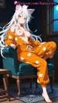 1girl 1girl 1girls 2025 ai ai_assisted ai_generated animal animal_ear_fluff animal_ears animal_on_head animal_print anime anime_style armchair bakemonogatari bangs bare_shoulders barefoot big_breasts big_breasts black_hanekawa blush breasts breasts_out breasts_outside bust carpet cat cat_ears cat_girl cat_print caucasian chair closed_mouth collarbone fang feet female_focus female_only fingernails foot_fetish full_body hanekawa_tsubasa hentai high_quality high_res high_res high_resolution indoors knee_up long_hair long_sleeves looking_at_viewer makeup medium_breasts monogatari_(series) moon nail_polish natsuyoru navel night nipples nipples_outside no_bra non-asian off_shoulder on_chair on_head open_clothes orange_pants pajamas pale_skin patreon sitting slit_pupils smile solo_female stable_diffusion thighs toenail_polish toenails toes uncensored_nipples very_long_hair voluptuous voluptuous_female white_cat white_hair window wooden_floor yellow_eyes yellow_nails