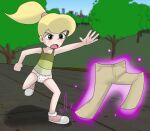 blonde_hair cindy_vortex embarrassed jimmy_neutron:_boy_genius living_clothes no_pants panties pantsless polka_dot_panties ponytail running underwear white_panties