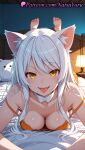 1girl 1girl 1girls 2025 ai ai_assisted ai_generated animal_ear_fluff animal_ears anime anime_style bakemonogatari bangs bare_shoulders barefoot bed bed_sheet bedroom big_breasts big_breasts black_hanekawa blue_hair blush bow bowtie bra breasts bust cat cat_ears cat_girl cleavage collar collarbone detached_collar downblouse dress fangs feet feet_up female_focus female_only female_solo foot_fetish hair_between_eyes hanekawa_tsubasa hentai high_quality high_res high_res high_resolution indoors long_hair looking_at_viewer lying makeup medium_breasts monogatari_(series) natsuyoru night on_bed on_stomach open_mouth orange_bra pajamas patreon pillow shiny shiny_skin slit_pupils smile soles solo_female stable_diffusion strap_slip stuffed_toy the_pose toes tongue tongue_out underwear voluptuous voluptuous_female white_collar white_hair yellow_eyes