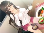 1girl big_breasts black_eyes black_hair blush breasts chair chopsticks cup discreet_vibrator dish food game_cg ichikawa_noa large_breasts long_hair rice sitting skirt solo table vibrator vibrator_under_clothes virgin_wife_hisoyaka_na_kaitsuu_anata_otousan_ni_shitsukerate_shimatta_no water wet