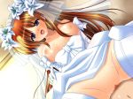 big_breasts blush breasts bridal_veil bride brown_hair closed_eyes cum cum_inside esuesu flower gloves long_hair mahou_shoujo_lyrical_nanoha mahou_shoujo_lyrical_nanoha_strikers nipples penis sex takamachi_nanoha vaginal veil wedding_dress