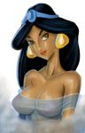  1girl aladdin_(series) areola big_breasts disney earrings erect_nipples female_only human nipples princess_jasmine see-through sheer 