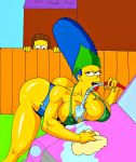 bikini_top car_wash cleavage cssp huge_breasts jean_shorts marge_simpson ned_flanders the_simpsons yellow_skin