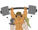 1boy 2_girls abs alexis_rhodes armpits barbell biceps big_breasts big_muscles bodybuilder ffm_threesome heart horny_women hunk lifting_weights mindy_(yu-gi-oh!_gx) muscle muscular_armpits muscular_male sniffing_armpits straight tyranno_hassleberry weightlifting yu-gi-oh! yu-gi-oh!_gx