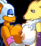  crossover cute digimon e! furry renamon rouge_the_bat sonic sonic_(series) 