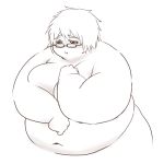 bbw blush chubby fat female glasses monochrome navel obese plump plumper short_hair squarewave