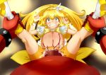  1girl akaooni anal bike_shorts blonde_hair brooch cameltoe cure_peace dress hetero high_res horns jewelry kise_yayoi long_hair magical_girl monster oni precure red_oni red_skin resized scared skirt smile_precure! spread_legs tears wantacchi yellow_dress 