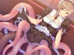 1girl 4:3 accessory blush breasts bubuzuke clothing cute detailed_background dress female frilly game_cg goo_girl hair hair_accessory hairband lolita_(fashion) looking_at_viewer maid_uniform male mamono_musume-tachi_to_no_rakuen_~slime_&_scylla~ marine merfolk monster_girl_(genre) nipples nude penis rakisu_meitopasu rape sex sitting slime solo split_form suction_cup tentacles uniform