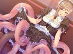 1girl 4:3 accessory blush breasts bubuzuke clothing cute detailed_background dress female frilly game_cg goo_girl hair hair_accessory hairband lolita_(fashion) looking_at_viewer maid_uniform male mamono_musume-tachi_to_no_rakuen_~slime_&_scylla~ marine merfolk monster_girl_(genre) nipples nude penis rakisu_meitopasu rape sex sitting slime solo split_form suction_cup tentacles uniform