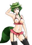  1girl animal_ears blush ears fedora female_focus female_only genderswap green_eyes green_hair green_tail happy_tree_friends hat humanized looking_at_viewer ponytail posing shifty short_hair smirk tagme tail thief 